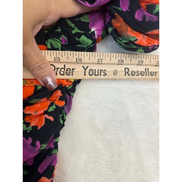 NWT Zara Ruche Mini Dress L Bodycon Floral Festival Party Club - Picture 7 of 9